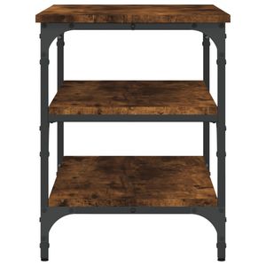 Banc à chaussures moyen en bois d'ingénierie chêne fumé avec support et étagère à chaussures élégants en métal - Product Image 6