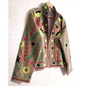 Boho Indian Velvet Suzani Jacket Embroidered Long Sleeve Designer Jacket Women Handmade Ethnic <b>Coat</b> - Product Image 4