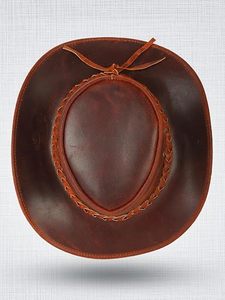 PU Leather Outback Cowboy <b>Hat</b> with Braided <b>Band</b> for Outdoor Use - Product Image 6