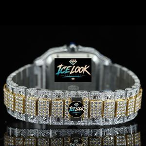 นาฬิกาข้อมือผู้ชาย ICE LOOK หรูหรา ทรงเหลี่ยม ตัวเรือนสแตนเลสสตีล ขนาด 40 มม. กลไก Miyota ระบบอนาล็อก ควอตซ์ หน้าปัดคริสตัลแซฟไฟร์ สายขนาด 20 มม. ประดับเพชร - Product Image 3