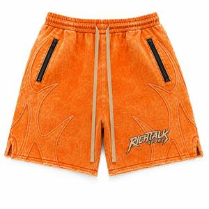 Men's Fleece <b>Shorts</b> Elastic Waist Drawstring Side <b>Zip</b> <b>Pockets</b> Sporty Style Sand Wash Midweight Summer Wear - Product Image 1