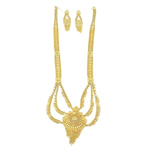 Juego de Collares Rani Haar de Oro Micro de 14K, 18K, 24K al por Mayor, Diseño Floral, Conjunto de Joyería Nupcial para Boda, Conjunto de Joyería de Latón Dorado de Moda - Product Image 3