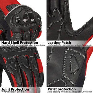 Guantes de Motocicleta para Hombre de Cuero de Primera Calidad, Alta Resistencia a la Abrasión, Puntas de los Dedos con Pantalla Táctil, Transpirables, para Exteriores, Dedos Completos - Product Image 2