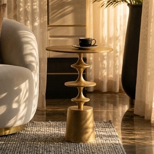 GAther Around Modern <b>Round</b> Coffee <b>Table</b> Brass Metal Base Midcentury Design Living Room Furniture Decorative Accent <b>Table</b> - Product Image 1