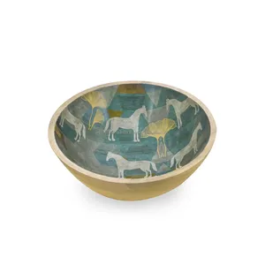 Ensaladera de madera de acacia grande de lujo, vajilla navideña impresa digital ecológica para comedor y catering moderno y clásico - Product Image 2