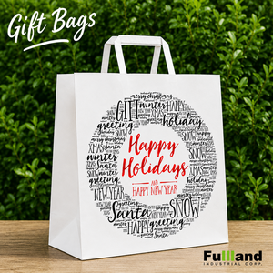 Bolsa de papel kraft impresa personalizada, bolsa de regalo de Feliz Año Nuevo, tintas a base de agua, ecológica, logotipo personalizado, venta al por mayor - Product Image 1