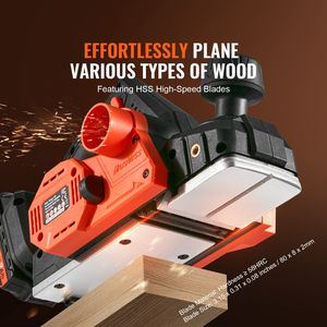 Pialla Elettrica a Batteria Senza Fili, Larghezza 3 1/4 Pollici, 16000 RPM, Profondità Regolabile 5/64 Pollici, Lame HSS Doppie per Lavorazione del Legno - Product Image 4