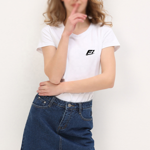 Camiseta de algodón para mujer, manga corta, cuello redondo, suave, transpirable, lisa, con logo personalizado, informal, a la moda, al por mayor. - Product Image 4