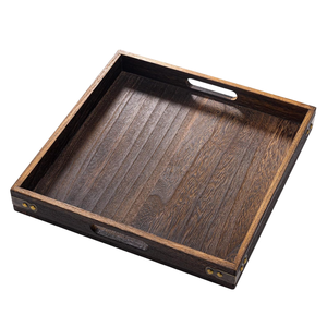 Grands plateaux de service carrés en bois de manguier naturel avec poignée Plateau en bois décoratif pour la maison Salon Table basse moderne - Product Image 1