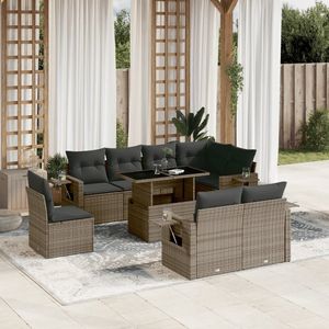 Conjunto de Sofás de Jardín de Ratán PE Gris con Reposabrazos Ajustables Grandes - Product Image 1