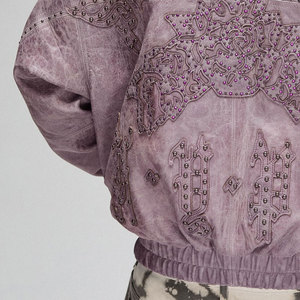 Men's Purple Leopard Print Genuine Leather Waterproof Reversible Breathable Hooded Bomber <b>Jacket</b> Embroidery Zipper Front Loose - Product Image 5