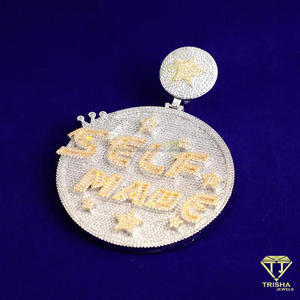 Custom Motivational Hip Hop Pendant for Men with Hand Set Moissanite Diamonds and 925 Silver Jewelry - Product Image 5