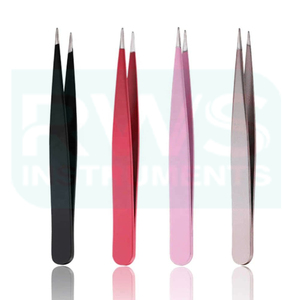 RWS Instruments RWS-DPI-5305 Stainless Steel Tweezers <b>Set</b> <b>Pink</b> Black Precision <b>Tools</b> Manual Surgical Use CE Certified Class I 1 - Product Image 2
