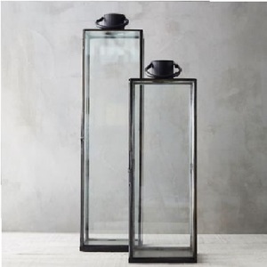 Luxurious Handmade Square <b>Metal</b> Different Size & Design Six Lanterns With Glass Panels For Home Living Room Durable Decoration - Product Image 3