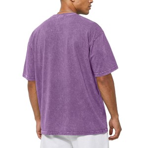 2026 Latest 100% Cotton OEM ODM <b>Men</b> Oversized Acid Wash <b>Purple</b> T <b>Shirt</b> Short Sleeve O Neck Blank Solid Casual Tee - Product Image 4