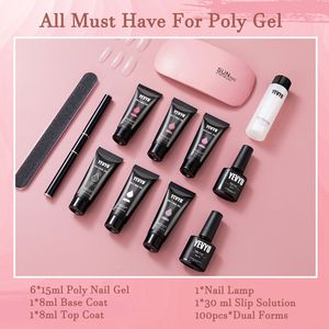 Poly Gel Nail Kit with UV Lamp Everything for Beginners <b>Builder</b> Gel Extension Nail Kit Slip Solution Included - Product Image 6