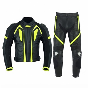 Traje de Motociclismo de Dos Piezas de Cuero Vacuno Genuino Negro de Alta Calidad con Paneles de Protección CE y Cremallera Completa - Product Image 1