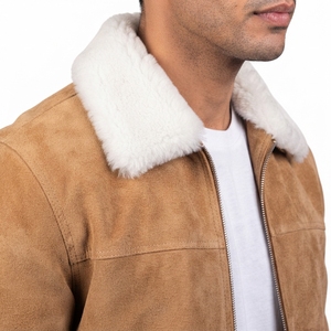 Custom Men's Genuine Sheep Skin Leather <b>Jacket</b> Spring Casual Outdoor <b>Waterproof</b> Coated Stand Collar Zipper <b>Thin</b> High Street - Product Image 6