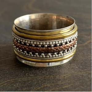 High Grade 925 Silver <b>Spinner</b> Multi Layer Wide Band <b>Ring</b> - Fine Jewelry For Parties & Occasional Wear - Product Image 4