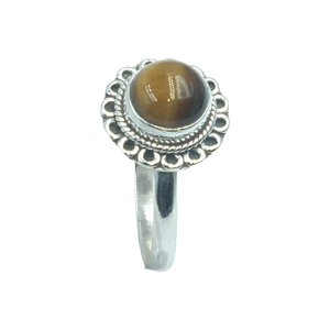 Natural Tiger Eye Gemstone Ring 925 Sterling Silver Handmade Statement Ring Brown Cabochon Stone Boho Vintage Jewelry Wholesale - Product Image 1