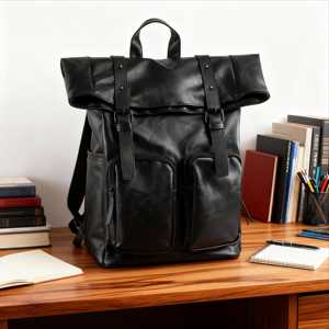 Retro Style Leather <b>Roll</b> Top <b>Backpack</b> Handcrafted Cowhide Laptop Rucksack For Boutique Wholesalers LTBP-0263 - Product Image 1