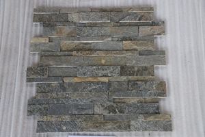 Paneles de Revestimiento de Pizarra Natural de Alta Presión, en Forma de Bloque, para Interiores y Exteriores, con Brillo Plateado y Detalles Negros - Product Image 5