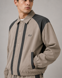 Survêtement coupe-vent personnalisable à blocs de couleur, imperméable, léger, avec col, veste utilitaire en nylon, ensemble de jogging, vente en gros OEM - Product Image 2