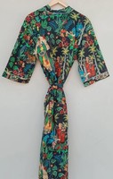 Robe Kimono Faite Main Imprimée pour Femme, Robe de Salon en Coton, Kimono Imprimé Numérique, Robe Cache-Cœur Tissée, Vêtement d'Intérieur, Robe de Demoiselle d'Honneur, Tenue de Plage