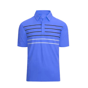 Polo de Golf Dry Fit para Hombre con Logotipo Personalizado |   Ropa Deportiva Transpirable con Rayas Sublimadas |   Camiseta Polo Amarilla Informal de Verano - Product Image 3