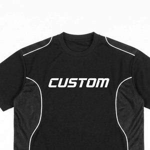 Custom Men's Short Sleeve Sporty T-<b>Shirt</b> Black O-Neck Quick Dry <b>Polyester</b> Regular Fit Letter Print Front - Product Image 5