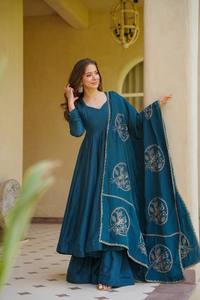 Vestido de Fiesta TENNECY para Mujer, Nuevo Diseño, Bordado de Seda Vichitra, Sin Arrugas, Secado Rápido, Largo hasta el Tobillo, Estilo Elegante - Product Image 2
