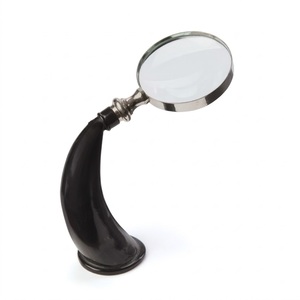 Loupe en laiton à poignée en corne, décor nautique vintage, bibelot décoratif, instrument optique antique et ornement de bureau - Product Image 1