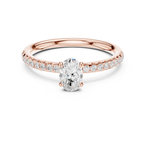 Anillo de Compromiso y Matrimonio Minimalista de Oro Amarillo de 14K con Diamante Cultivado en Laboratorio de 0.50CT, Corte Ovalado, Color E, Joyería para Mujer - Product Image 5