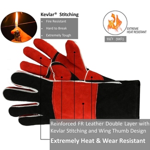 Gants de soudage en cuir de vachette pleine fleur, paume renforcée, résistance durable à l'abrasion, résistance générale à la chaleur - Product Image 3