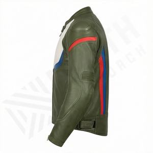 แจ็คเก็ตหนังแท้สำหรับขี่มอเตอร์ไซค์คุณภาพดีที่สุดสำหรับผู้ชาย รุ่นใหม่ล่าสุดสำหรับฤดูหนาว พร้อมแผ่นป้องกันที่ถอดออกได้ สามารถสั่งทำได้ - Product Image 3