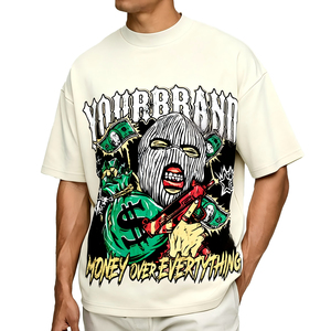 Camiseta Oversize Personalizada Glory OEM de Estilo Urbano con Estampado Gráfico Vintage Desgastado y Algodón Pesado al por Mayor para Unisex - Product Image 4