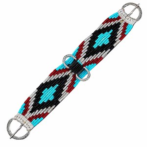 EQUIPRO CUSTOMISE WOOL CINCH Halter en corde personnalisé pour cheval, réglable, avec perles, bleu, rouge, noir, à motifs, anneaux métalliques, cuir - Product Image 1