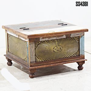 Solid <b>Wood</b> <b>Storage</b> <b>Trunk</b> Unique Indian Designer Furniture for Living Room Entry Hall Farmhouse-Latest Style Home & Hotels Use - Product Image 1