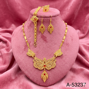 MOLL JEWELLERS Luxury Women's Trendy 24K Gold Plated Brass Zircon <b>Cushion</b> Cut Charm Necklace Earrings Set Box Chain A-53242 - Product Image 6