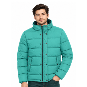 High Quality Puffer Jacket Canvas <b>Fabric</b> <b>Waterproof</b> Breathable Hooded Stand Collar Front Winter Manufactured Pakistan - Product Image 4