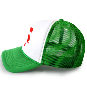 Casquette Trucker Unisexe en Maille Vert et Blanc, Réglable, 6 Panneaux, Décontractée, Printemps-Été, Respirante, Logo Imprimé en Sérigraphie sur le Devant - Product Image 1