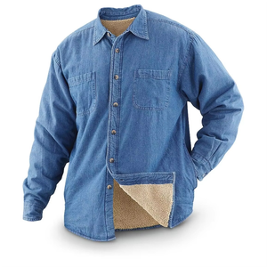 Chemise en jean pour homme, mode, manches longues, décontractée, boutonnée, en denim durable, col classique, poche poitrine unique - Product Image 4