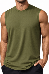 Mens Training Tank Top Gym Wear Sleeveless <b>Muscle</b> <b>Vest</b> OEM Custom Spandex/Cotton Knitted Embroidery Sportswear for Men - Product Image 5