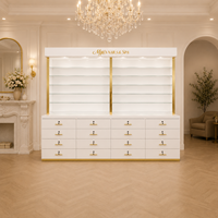 Meubles de salon de manucure de luxe modernes avec collecteur de poussière, table de manucure en marbre, étagère de présentation, ensemble de chaise pour salon et technicien