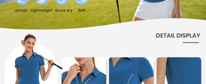 Polo de Manga Corta para Mujer, Color Sólido, Transpirable, Tejido, Informal - Product Image 3