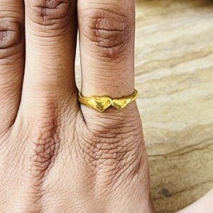 Unique Design Love Heart Shape <b>Ring</b> <b>Dainty</b> Brass <b>Ring</b> For Women 18k Gold Plated Double Heart Love Band Wholesale Minimalist <b>Ring</b> - Product Image 6