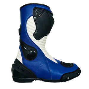 Chaussures de moto confortables pour la course, imperméables, coupe-vent, respirantes, en cuir, mi-mollet, avec fermeture éclair latérale, antidérapantes, pour le motocross - Product Image 1