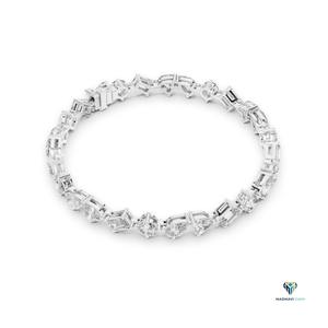10.29 TCW Multi-Shape Lab Grown Diamond Bracelet in 14K <b>Solid</b> <b>Gold</b>, Round Heart Emerald Pear Marquise Link Bracelet, 6.5 Inch - Product Image 3