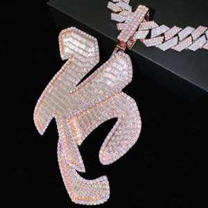 Colgante de Letra Inicial de Moissanita Estilo Hiphop de Moda, Plata 925, con Incrustaciones de Diamantes VVS, Personalizado, Certificado y Bañado en Rodio - Product Image 4