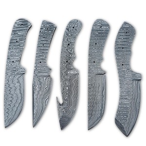 Dustline Commodities DCK004 Damascus Steel Bevel Blank DIY Utility Knife Customizable Making <b>Ladder</b> Pattern EDC Skinning Drop - Product Image 1
